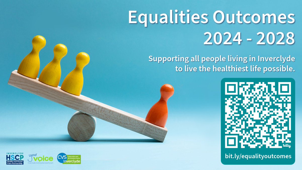 Please take part in the HSCP Equalities Outcomes 2024 - 2028 survey! 🙂 bit.ly/equalityoutcom…

If you belong to a protected group, we want to hear what matters to you!

#yourvoice #Inverclyde @InverclydeHSCP @Inverclyde #InverclydeCares