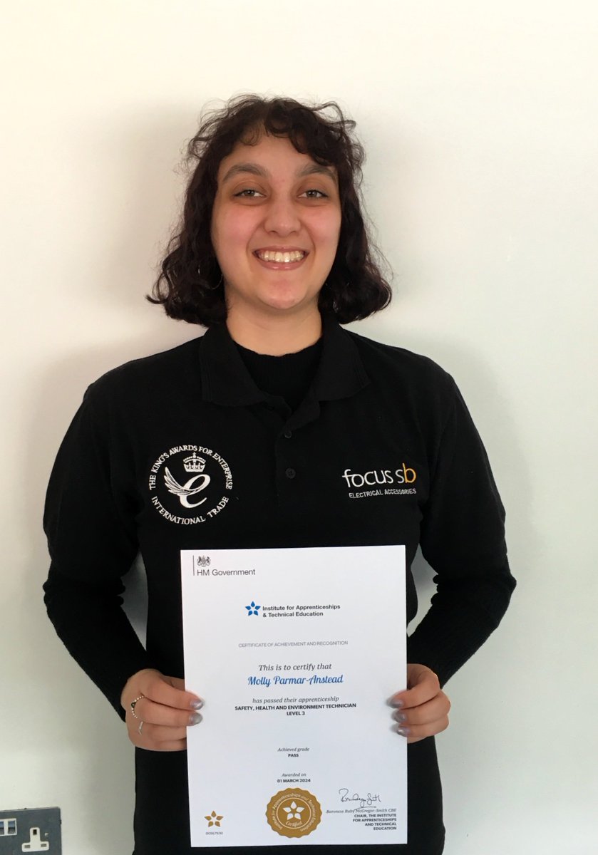 Congratulations to Molly for passing her exams and finishing her course, SHE Apprenticeship Level 3 - Safety, Health and Environment Technician, plus gaining a Level 4 in Accident Investigation. We are very proud of her achievements! focus-sb.co.uk/news/she-appre… #apprenticeships