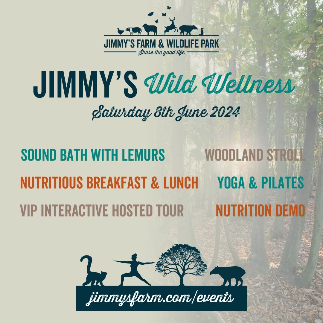 Come and switch off for the day at the farm and take part in Jimmy's Wild Wellness day! 🌿 Tickets can be purchased through our website - jimmysfarm.com/event/wellness…