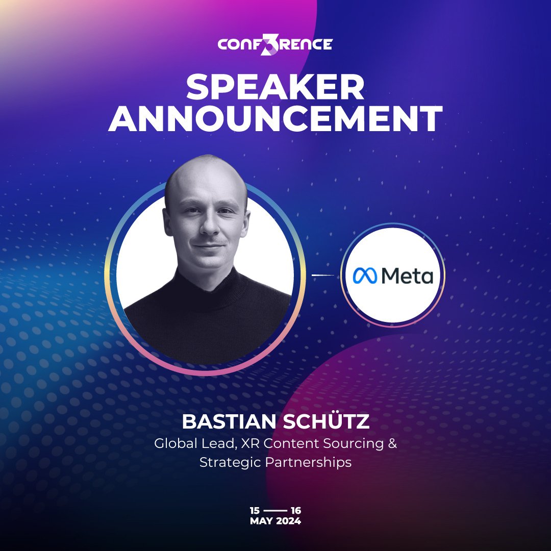 Exciting news! Bastian Schütz of @Meta will be speaking at #CONF3RENCE2024. As Global Lead for #XR Content Sourcing & Strategic Partnerships, he is at the forefront of transforming digital experiences through #VR and the #Metaverse. Discover the future of immersive technology…