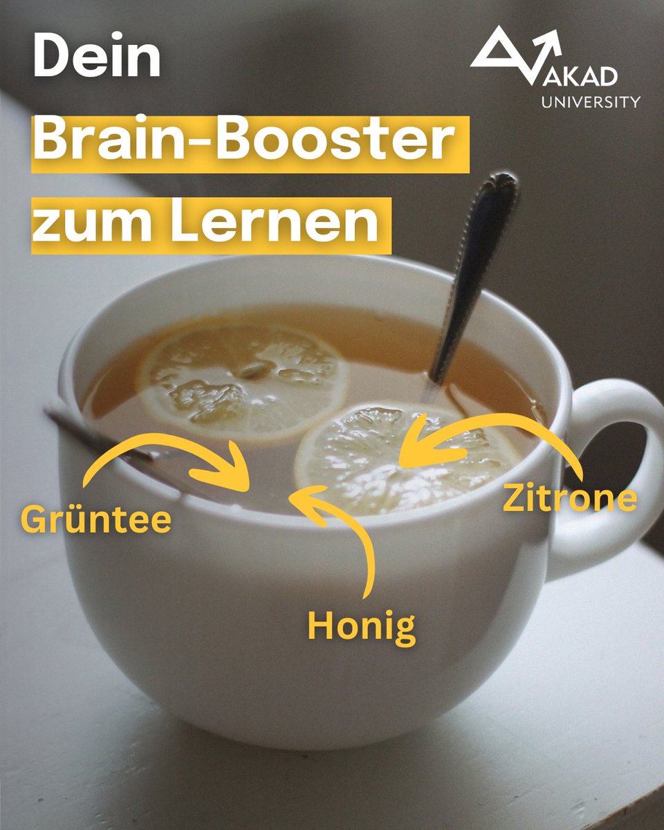 Wir haben den perfekten Drink für dich! 🍵 Unser "Brain Booster" ist der ideale Begleiter. Mit einer Mischung aus grünem Tee für mentale Klarheit, einem Hauch von Zitrone für Frische und einem Schuss Honig für Energie.

akad.de