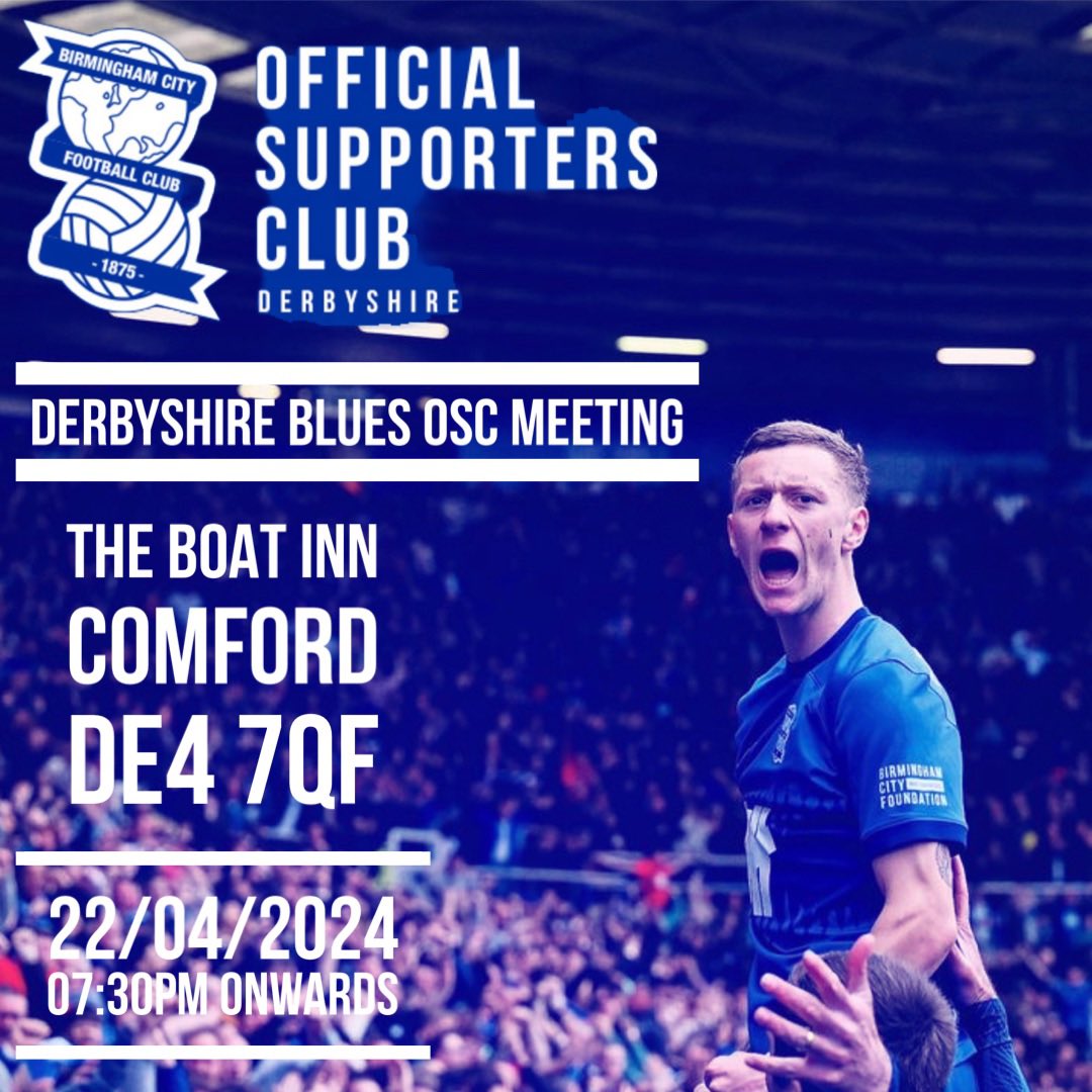 Join us for the first official meeting of Derbyshire Blues. Bluenoses young and old, all are welcome! 

Join our official supporters club in the link below 
bcfcosc.com/club/derbyshir…

#BCFC #KRO #bcfcOSC