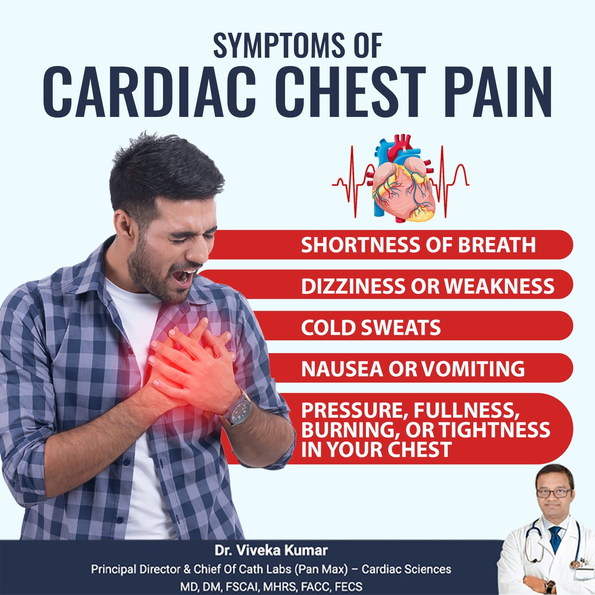 Recognize the warning signs of cardiac chest pain.

#drvivekakumar #drviveka #cardiologist #cardiology #cardiacchestpain #healthyheart #hearthealth #heartcare #heart #heartdisease #cardiacarrest #heartattack
