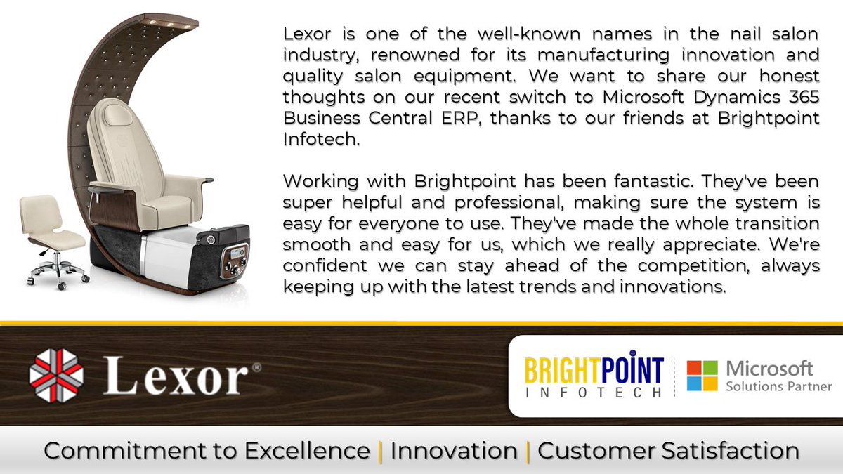 We are thrilled to share this stellar testimonial!
Our valued customer
@LEXORINC applauds our Team as a top-notch choice, backed by superb support. We're committed to delivering excellence in Microsoft Cloud & AI Solutions
#customertestimonial #microsoftdynamics #manufacturing
