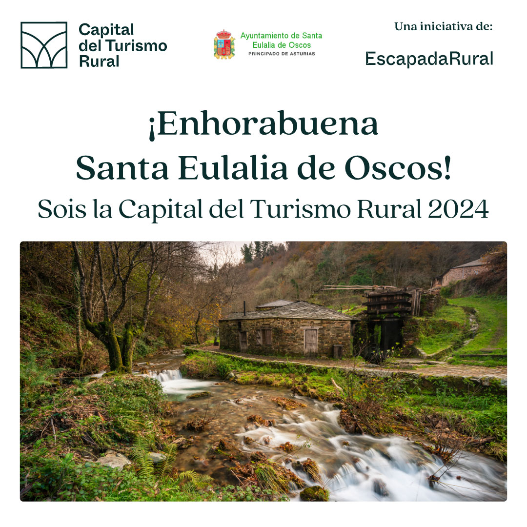 🥳¡Santa Eulalia de Oscos, #CapitaldelTurismoRural 2024!🏆 Felicidades a todos los vecinos por llevar a vuestro encantador pueblo a la cima. ¡Y un aplauso también para el resto de finalistas por su arduo trabajo y dedicación! 👏🎉 #TurismoRural  #EscapadaRural