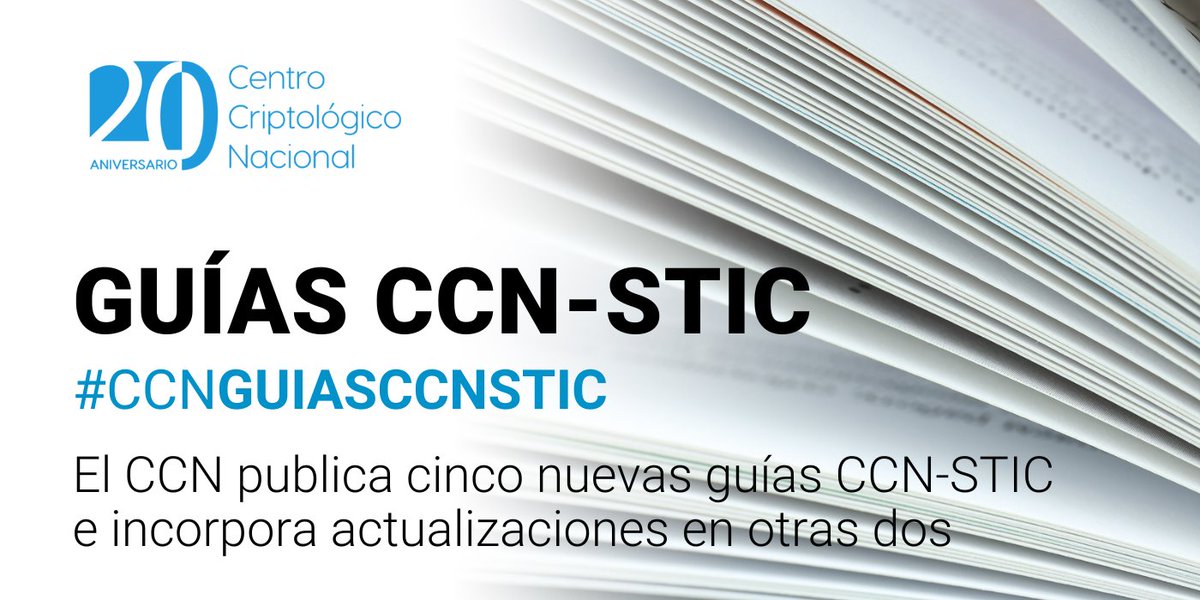 #CCNGUIASCCNSTIC El CCN publica cinco nuevas guías CCN-STIC e incorpora actualizaciones en otras dos📄 🌐 Más información ccn-cert.cni.es/es/seguridad-a…