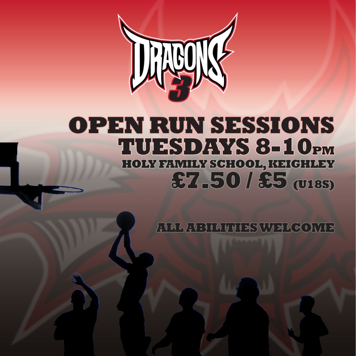 Dragons 3 Open Run Sessions at Holy Family School in Keighley. All Welcome. #BradfordDragons3 #OneClubOneFamily #Basketball #SportForAll