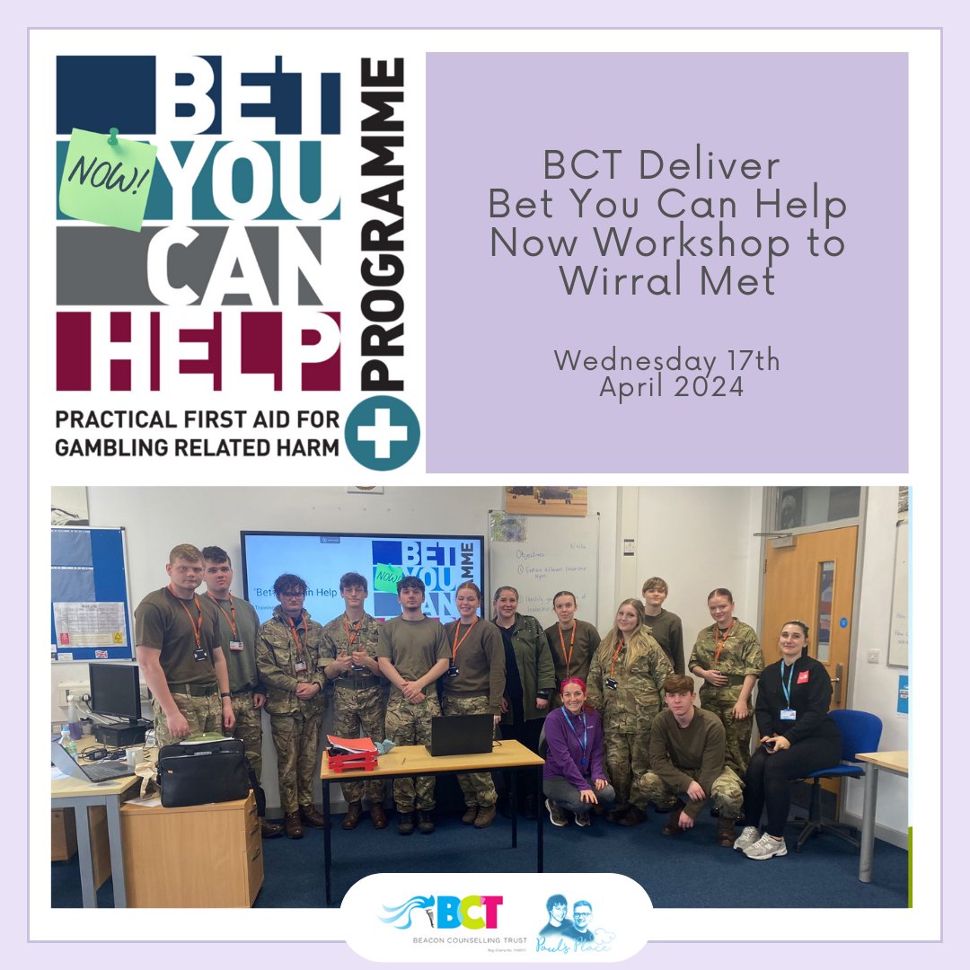 Yesterday our Education Team delivered a Workshop on Gambling Related Harms to the Uniformed Services at Wirral Met as part of our Armed Forces Gambling Support Network Programme. Thank you to @WirralMet for inviting us and we look forward to working with you in the future. #NGSN