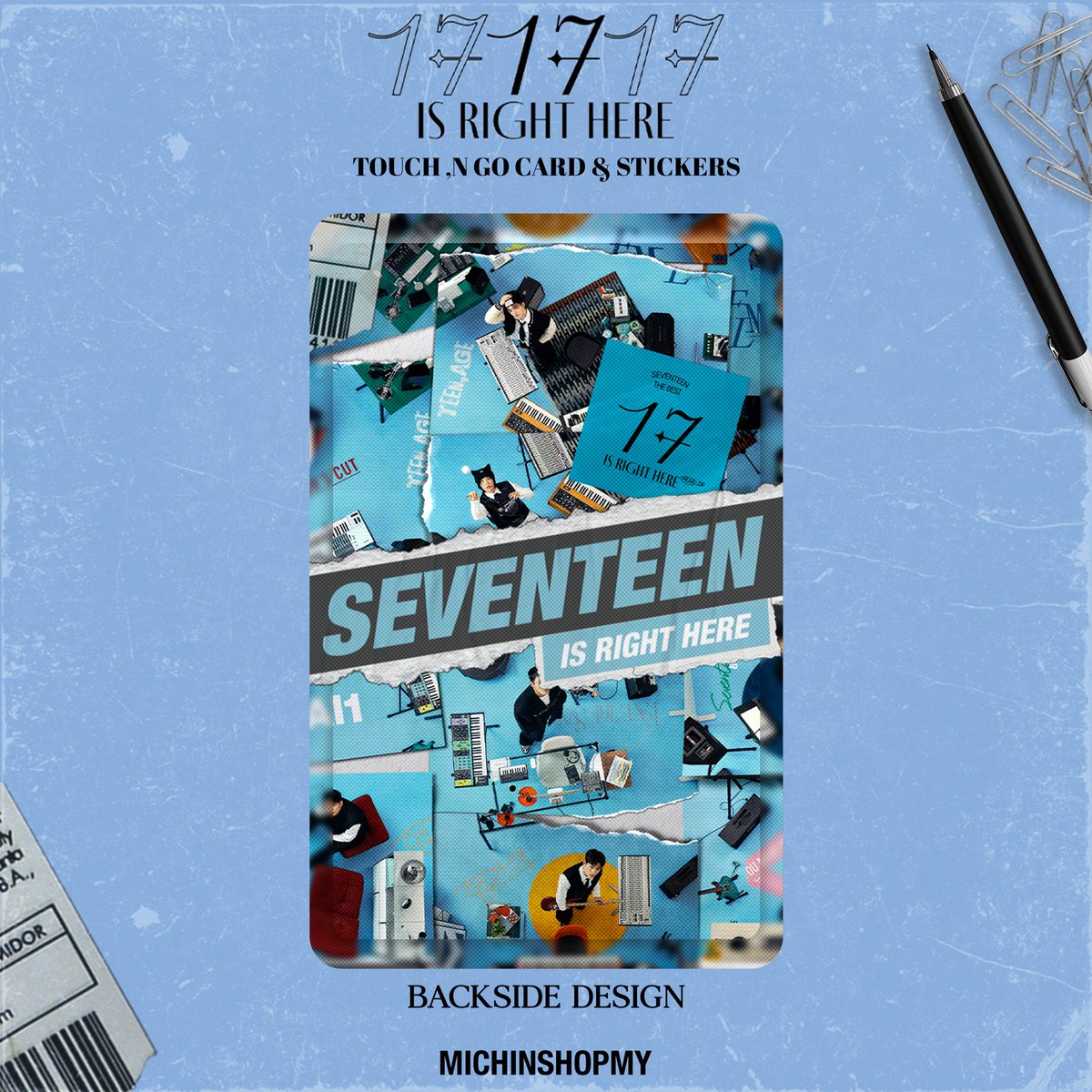 NFC TOUCH 'N GO SEVENTEEN IS RIGHT HERE [PRE-ORDER]

Glitter Finishing

Price: RM28.00 (Card with stickers) | RM18.00 (Stickers only)

⬇️ORDER LINK⬇️
shorturl.at/GS357

Order period: 18/04/2024 - 2/05/2024

#PasarSVT #PasarSVTMY #PasarSeventeen #PasarSeventeenMY