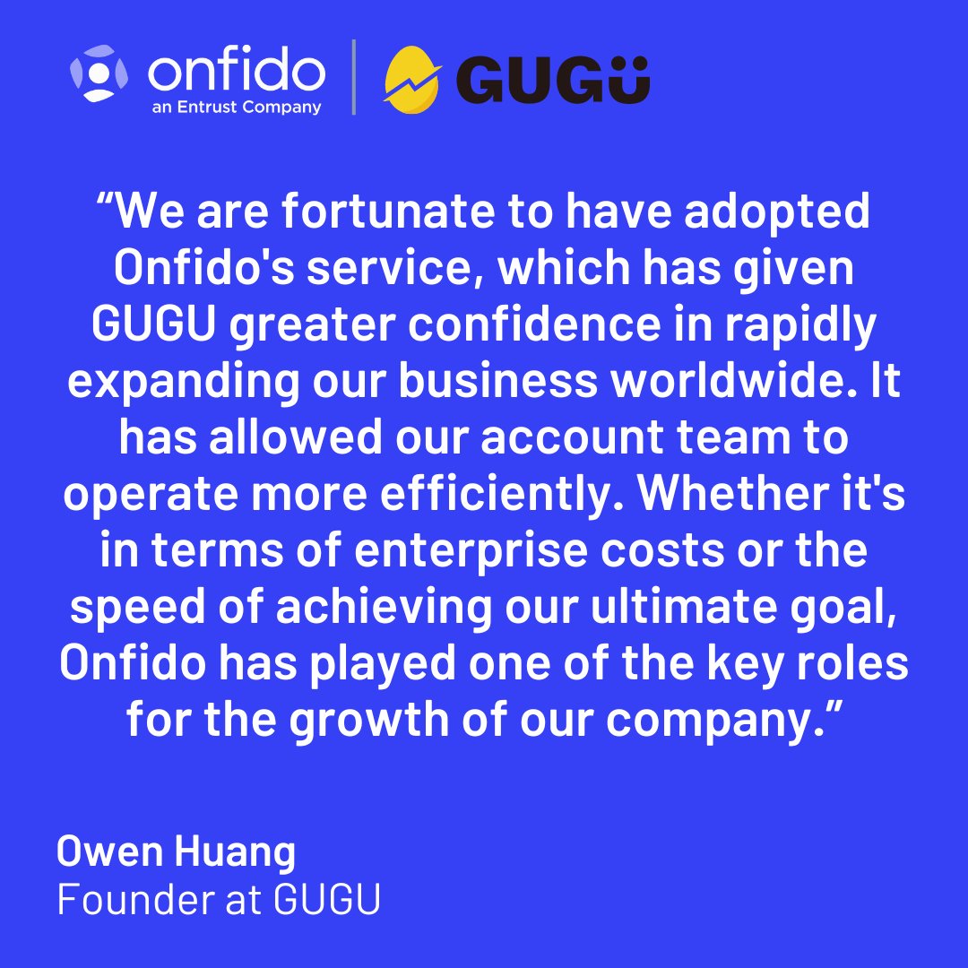 Discover how with Onfido, GUGU has improved operational efficiency, decreased the account team's workload, and facilitated global expansion: bit.ly/3JjB6aO 🚀 #CaseStudy #Investment #Fintech