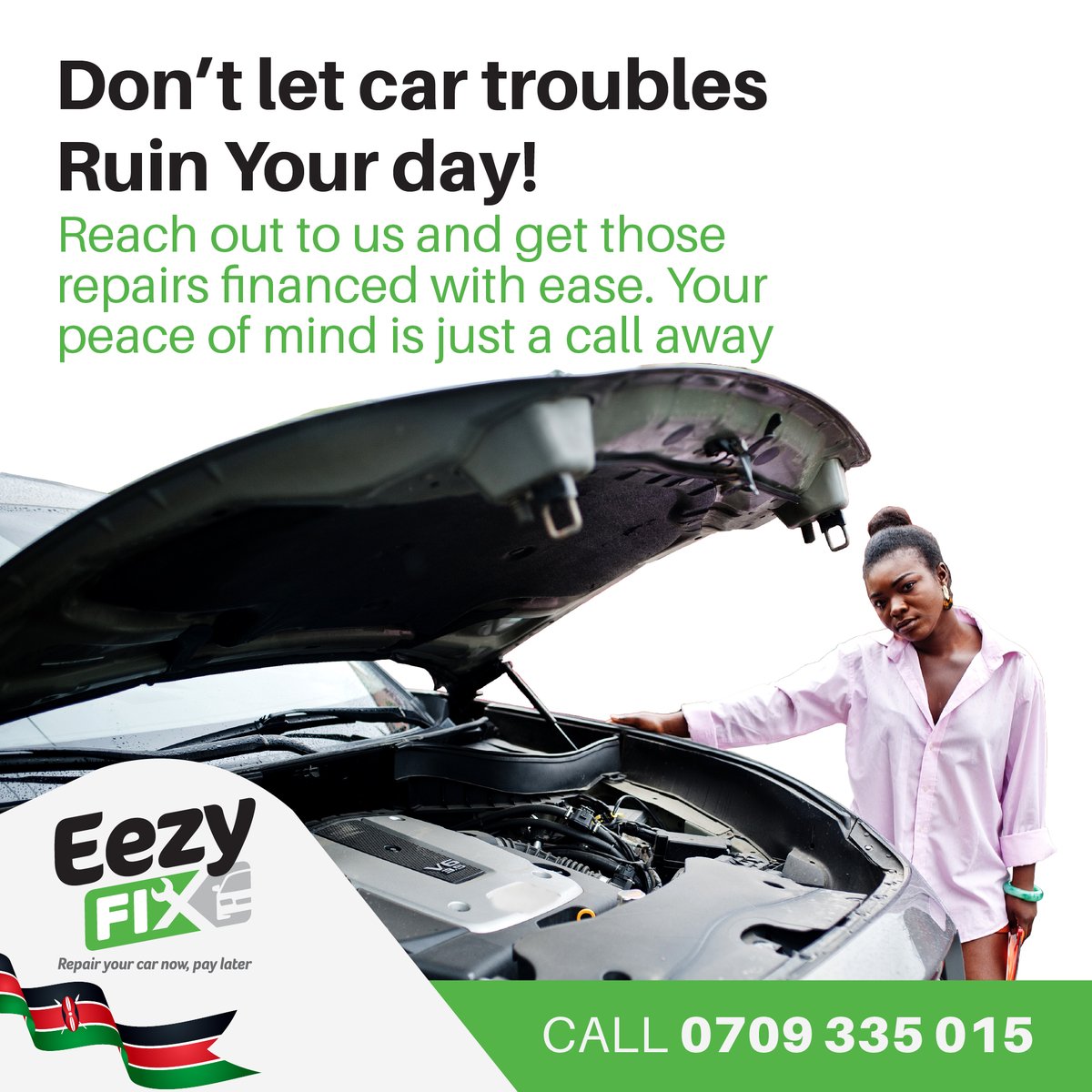 Eezy_Fix's tweet photo. Fix your car now, and pay later. It’s never been Eezier.
Get in touch with us today!
O709 335 015

#EezyFix #MakeItEezy #FixNowPayLater https://t.co/z2rUfEcGrJ