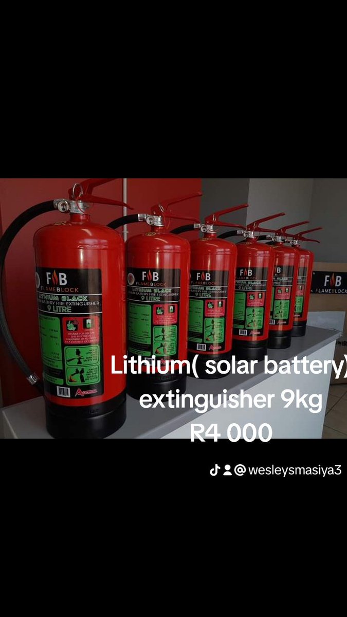 Lithium( solar battery) extinguisher 9kg R4 000
Call/app:0734352229
#SenzoMeyiwaTrial #Buhlepark #Zimbabwe #pastor #ThaboBester #News24 #Natasha #Floyd #JHBTraffic #Tumelo #Doku #Mashaba #loadshedding  #Sefako