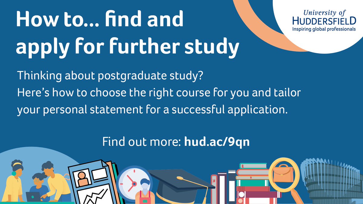 🎯 Thinking about postgraduate study? Here’s how to choose the right course for you and tailor your personal statement for a successful application. 🗓 Tuesday 23 April: 1.00 – 1.30pm 🏠 Student Central Workshop Room More info and book your place ➡️ hud.ac/q9n