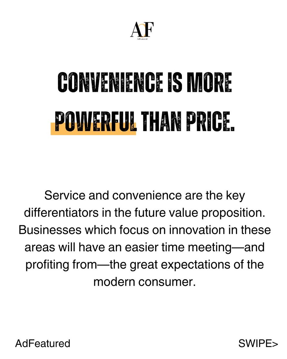 adfeatured's tweet photo. If convenience is not a brand’s value proposition per se, it must be central to the experience of buying and using a brand. https://t.co/sPmgHfgpgy