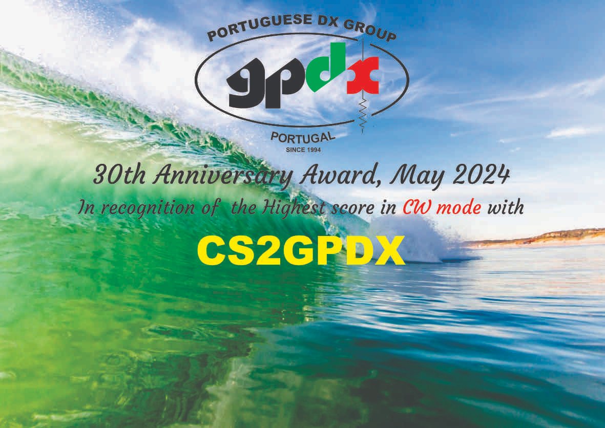 GPDX-PORTUGUESE DX GROUP was founded in May 1994. Celebrating GPDX's 30th anniversary, a month-long activity will take place from 01 to 31 May. Look for 3 special event stations representing mainland Portugal and Island, respectively: - CS2GPDX (Continental Portugal) , -…