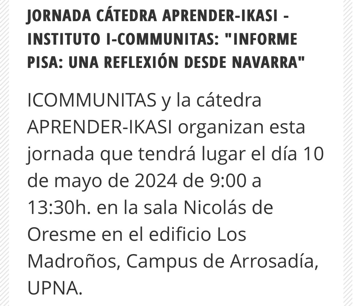 Nos vemos el viernes 10 de mayo. <a href="/educacion_na/">Educación-Hezkuntza</a>