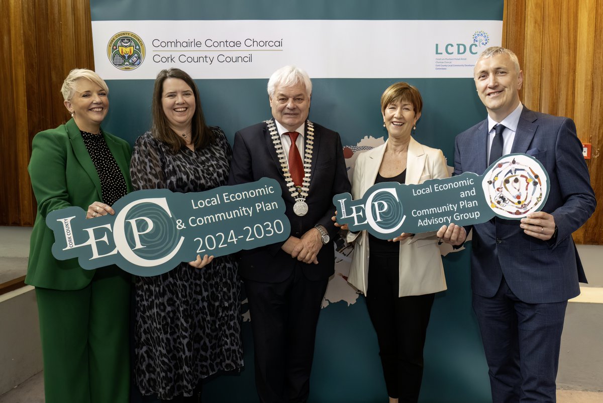 Corkcoco's tweet photo. 🎉 Cork County Council has officially launched our Local Economic and Community Plan 2024-2030!

🤝 An extensive process of engagement has been instrumental in the preparation of this Plan, which included consultation with 84 community and economic stakeholders who were involved in contributing to and signing off each of the four stages of the LECP.
We look forward to working collaboratively with our stakeholders and the citizens of Cork to implement this plan and continue the development of Cork County as an attractive, competitive and sustainable place to live, visit and do business.

➡️ Our LECP can be viewed on our website: https://t.co/cg0fAZEw8w

#OurCommunity #OurPlan #OurCounty