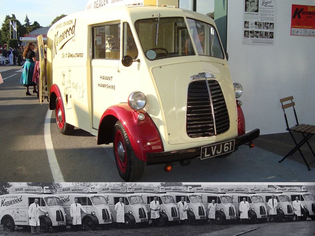 Morris J-type vans delivered far & wide for household brands. #MorrisJE can do the same for you and help grow your #business. Iconic. Classic. Electric. morris-commercial.com/preorder/ #Retail #transport #electricvans #innovation #design #heritage #TBT #MadeinUK #kenwood