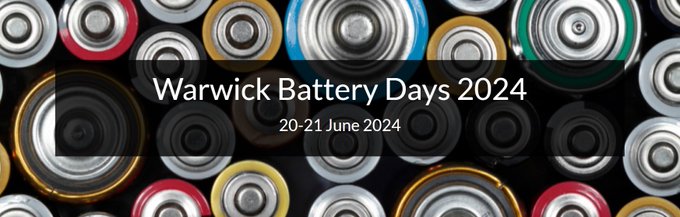 Looking forward to the Warwick Battery Days 2024 Workshop hosted by @wmgwarwick & @warwickchem. Speakers incl @Emjewls @RhodJerv @GoddardPooja @MBianchini87 @TBrezesinski @IeuanSeymour @brosaplanella @HasaIvana & me! Info with abstract deadline: 1st May warwick.ac.uk/fac/sci/chemis…