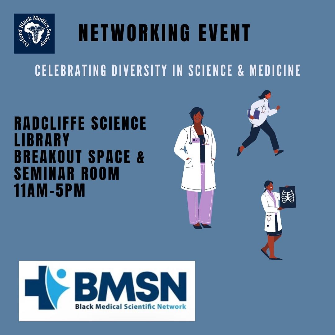 Head over to @radcliffescilib on Tues 30 April to: 🌟 View Portraits of Black Female Scientists 🌟 Learn about Black Medics, OxFemTech + other networks 🌟 Tour the library 🌟 Network Book a slot to join on the day, 11am-5pm 👉 bit.ly/3JiFcQv