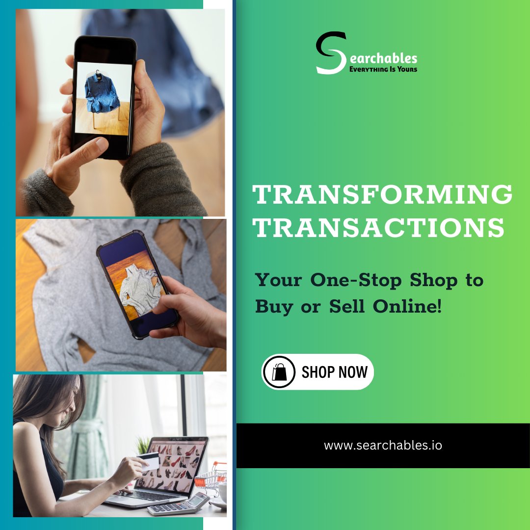 Transforming Transactions: Your one-stop shop to buy or sell online!🛍️💻 #searchables
.
Shop now: searchables.io/signup
.
#ecommerceplatform #onlineshopping #BuyandSell #shopping #digitalmarketplace #ONLINESHOPPINGUSA #buyselltrade #shoppingtime #shoponlinenow #ShopOnlineToday