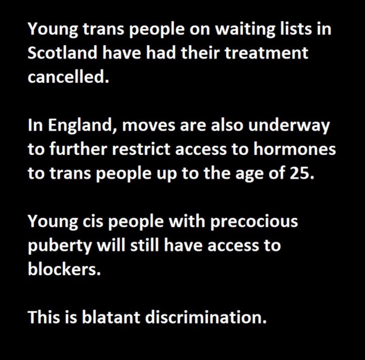 Nathan_Unite's tweet image. This decision will cost lives. The suicide rate in the trans community is already astronomical. Trans kids need support, not to be used as a political football.

If you care at all about the preservation of human rights &amp;amp; women’s rights in this country, join us 🏳️‍⚧️

#SandyfordGIC