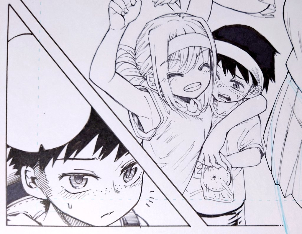 少年とお姉さんのペン入れ 
