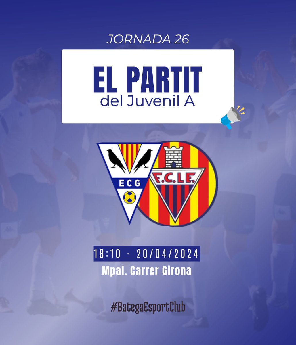 El partit del Juvenil A⚪ ✔️𝘓'𝘦𝘲𝘶𝘪𝘱 𝘶𝘴 𝘯𝘦𝘤𝘦𝘴𝘴𝘪𝘵𝘢 𝘮𝘦́𝘴 𝘲𝘶𝘦 𝘮𝘢𝘪 ✍️ Després dels dos darrers empats, l'equip buscarà una victòria que ens permeti continuar a la pugna. 🆚 FC L'Escala 📆 18:10 - 20/04/24 🏟️ Mpal. C/Girona #BategaEsportClub #BategaFutBase