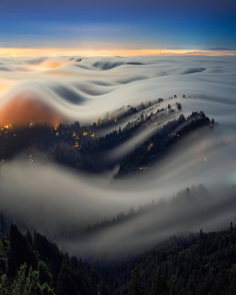 Clouds pouring over Mt Tamalpais, California ✨