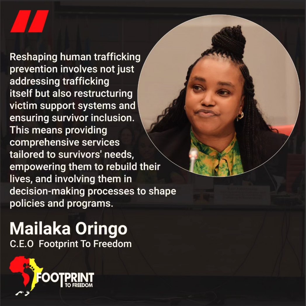 FootprintFreedo's tweet photo. At the recent OSCE Alliance against Trafficking in Persons 2024 conference in Vienna, our CEO Malaika Oringo had the privilege of participating as both a moderator and panelist, contributing to crucial discussions
#cthb24AllianceConference
#Osce
#footprinttofreedom https://t.co/r2ZdDLgymS
