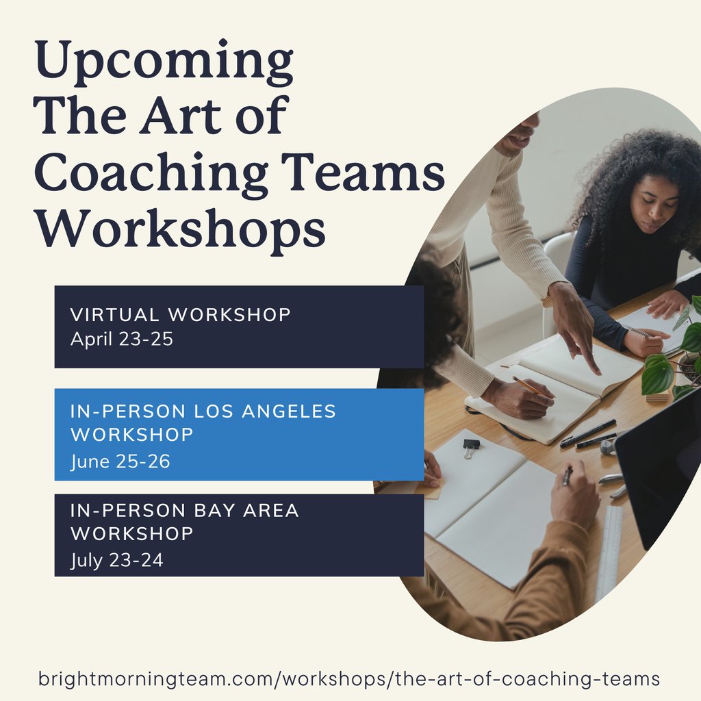 Are you and your team failing to thrive? The Art of Coaching Teams workshop will teach you to build inclusive, emotionally intelligent teams that get incredible work done. Join us virtually or in person! Head to our website to learn more.