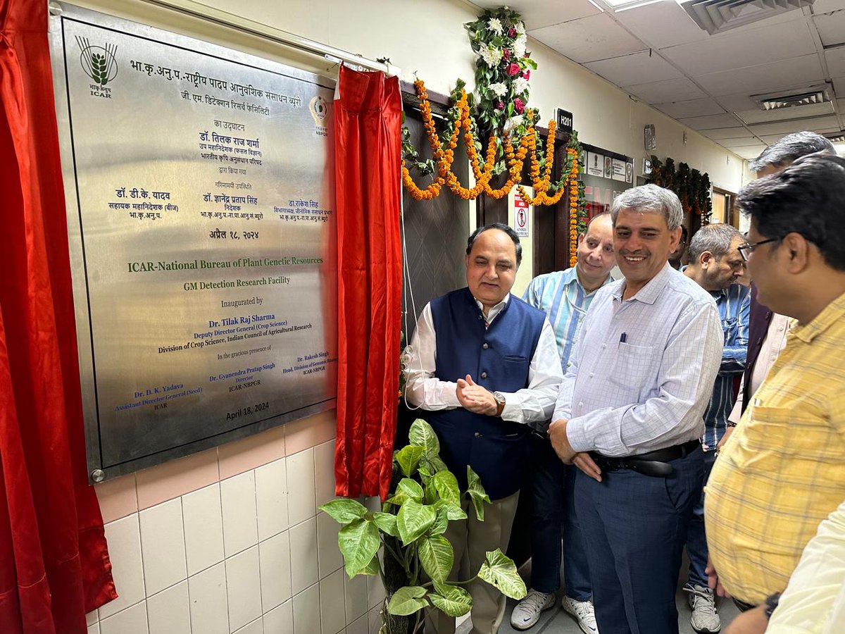 INbpgr's tweet photo. Get set..Go!
GM detection and supporting research facilities is inaugurated at @icarindia - @INbpgr, Division of Genomic resources today by DDG (CS), Dr. T R Sharma. ADG (seed), Dr. D K Yadava and Director @GYANENDRAPSIN11 graced the occasion. https://t.co/U2r7uQgDQA
