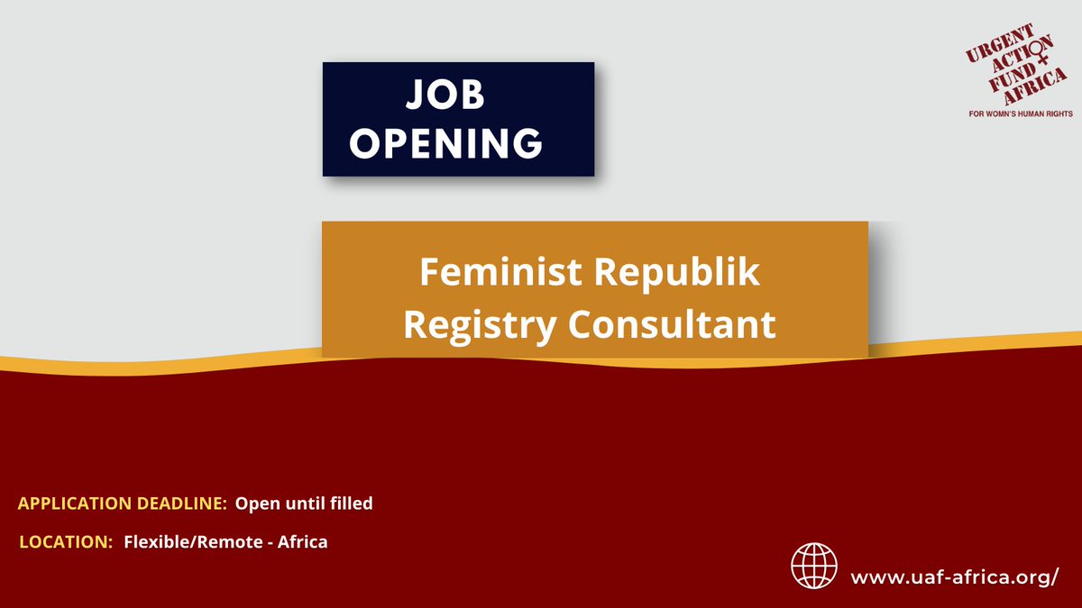 𝐖𝐨𝐫𝐤 𝐰𝐢𝐭𝐡 𝐮𝐬! 🔊 We are hiring a Feminist Republik Registry Consultant Follow this link to know more and to submit your applications: uafahrrec.peopleshr.com