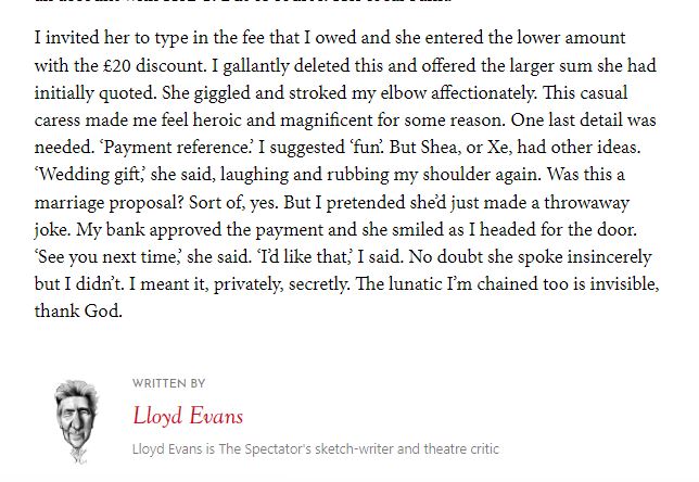 That whole Lloyd Evans Spectator article in its entire grubby grimness for you #lloydevans #thespectator