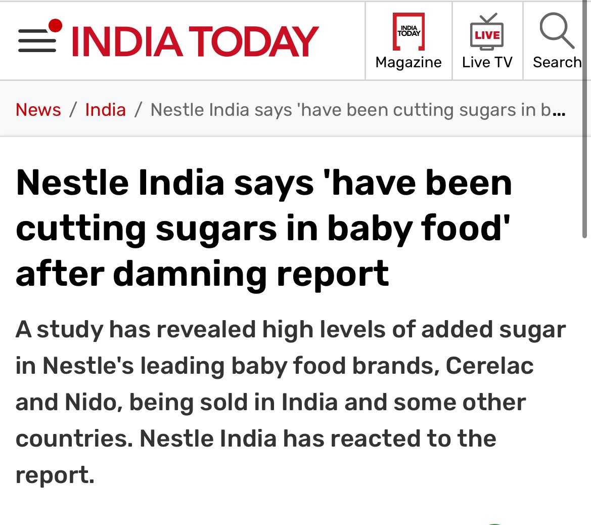 Give home food to your baby. Avoid Synthetic / plastic foods This 👇 is how the western BIG PHARMA and MNC FOOD Companies prepare a population for Diabetes right from childhood unknowingly to the dumb customers A study has revealed that high levels of added sugar in Nestle’s…