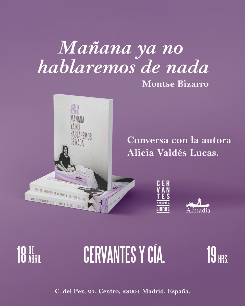 ¡No se pierdan a @montsebizarro platicando de su novela ‘Mañana ya no hablaremos de nada’ con @BaliceAlice! ✨ Los esperamos hoy en la @CervantesyCia. 😊📚