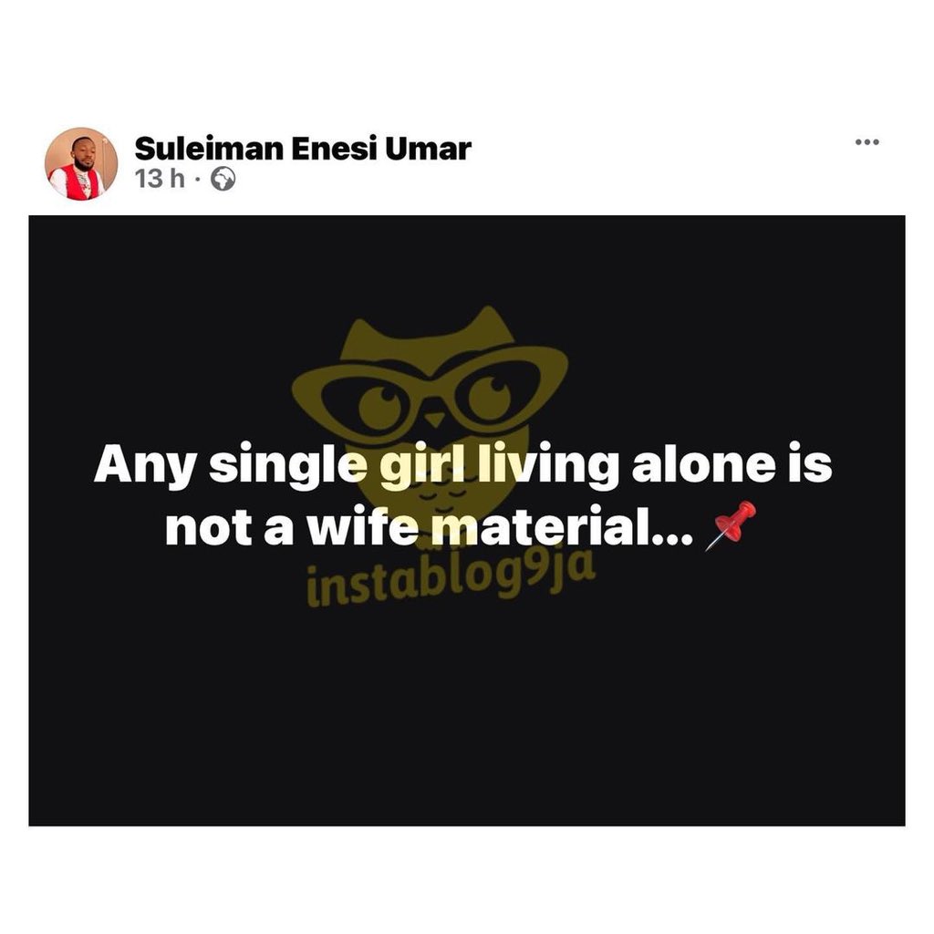 Any single girl living alone is not a wife material — Writer