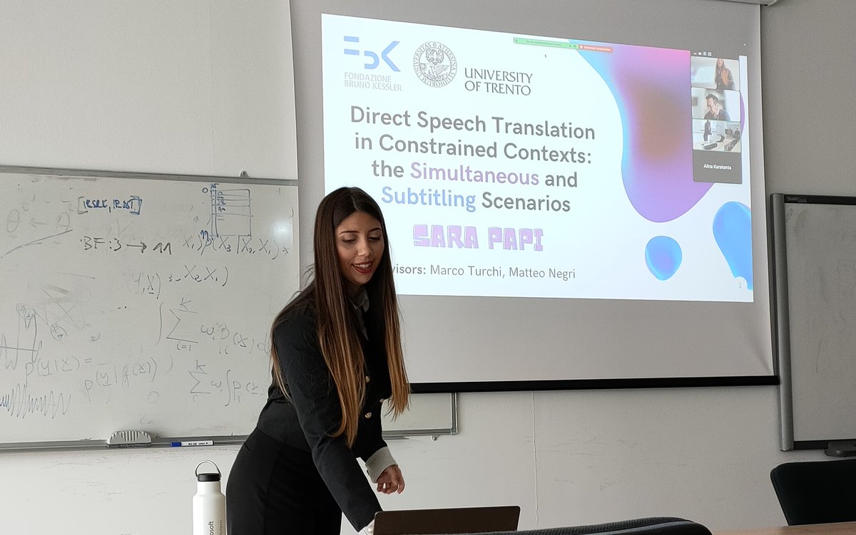 Our student @sarapapi ready to present her work on simultaneous translation and automatic subtitling in her PhD viva #nlproc #phdviva