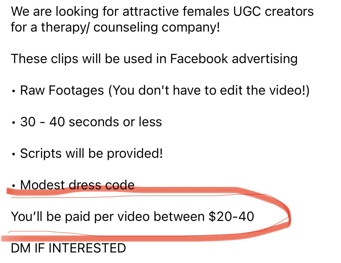 Is it me or is this a bit ridiculous? 

$20-$40 per vid??

#UGC #ugccommunity