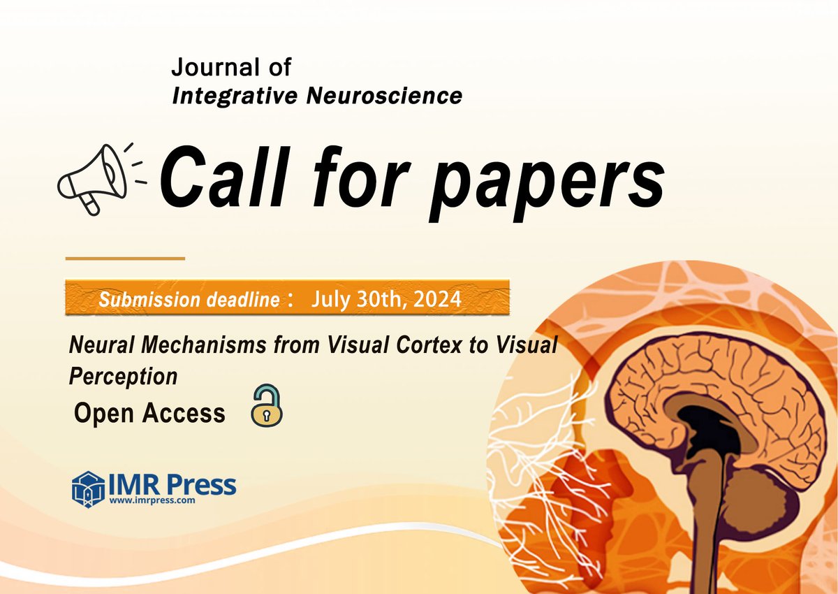 JenniferHang13's tweet image. Call for papers! @JINeuroscience 

🌟Topic: &quot;Neural Mechanisms from Visual Cortex to Visual Perception&quot;
📩 Contact: jennifer.hang@imrpress.com

#visual_neuroscience 
#visual_perception 
#visual_processing
#Visual_Pathways
#NeuralPlasticity
#retina
#vision