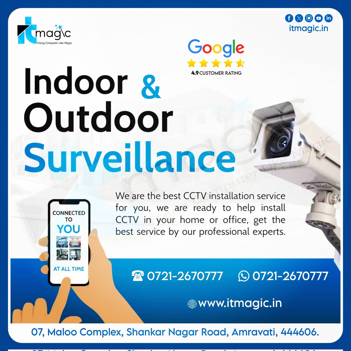 itmagicin's tweet photo. Best CCTV Solutions Provider @itmagic.in
#itmagic #amravati #cctv #securiry #itindia #bestservices #promotion
#smallbusiness #Amravati #cctvinstallation #cctv #cctvsurveillance #securitycameras #security_system
IT-Magic
☎️ 0721-2670777
📱 09922733311
https://t.co/IDCjzjptEZ https://t.co/tIQamTP2IV