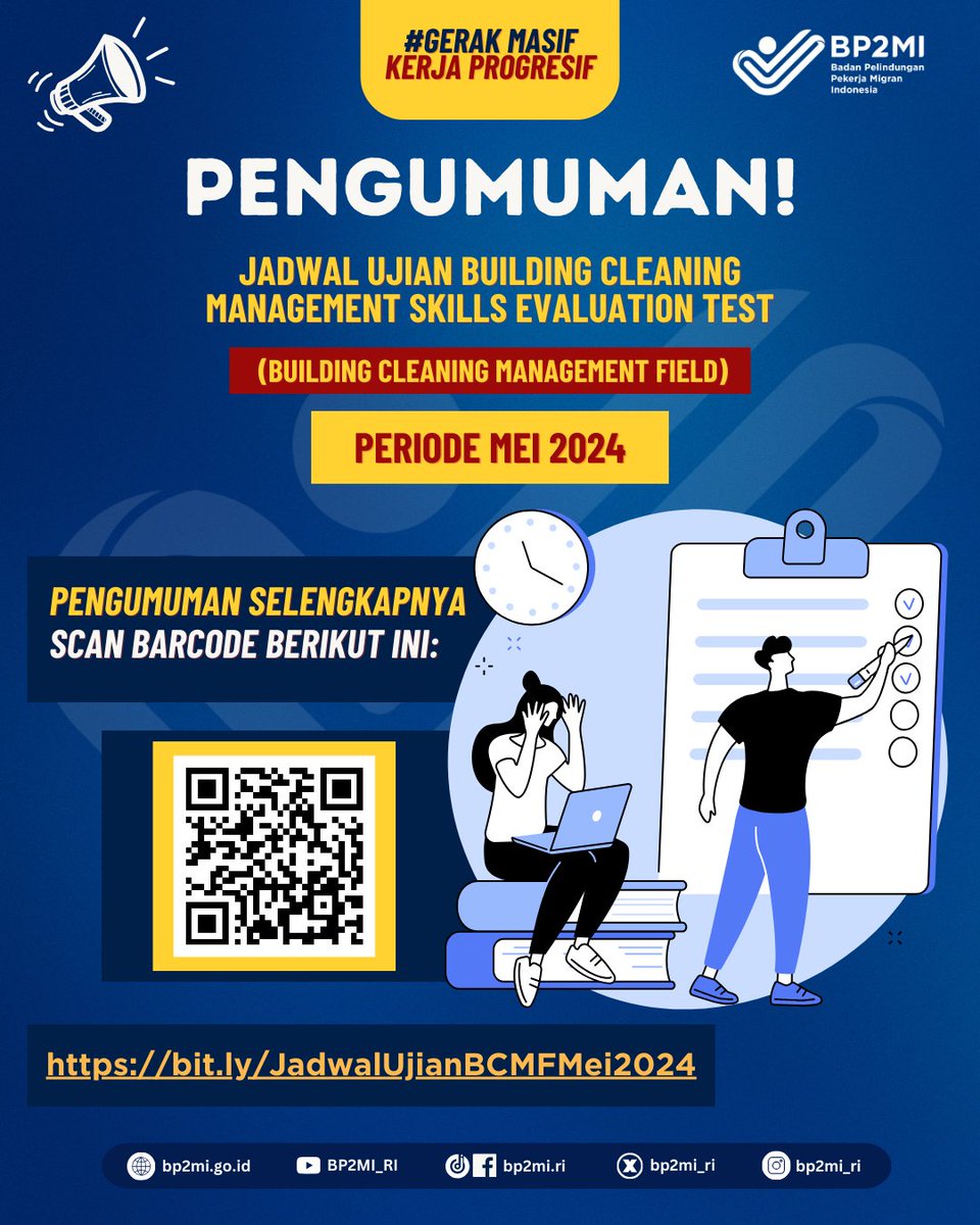 Yuk #SobatMigran yang ingin mengikuti penempatan SSW ke Jepang berikut informasi terbaru dengan klik link dibawah 👇 by.ly/JadwalUjianBCM… @Kepala_BP2MI #BP2MI #SikatSindikat