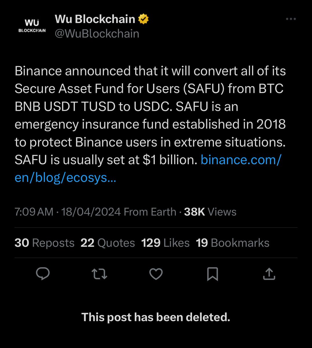 Binance converting all SAFU assets to USDC! 

Looks like we are getting a major USDT fud soon