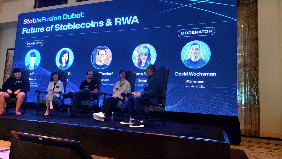 Nakama_Labs's tweet photo. Great insights on Real World Assets at the #StableFusion event today! 🇦🇪  

We listened to valuable opinions from Anna Yuan (@gizmothegizzer) from @solana, Lucas Pindsorf from @MercadoBitcoin, Cynthia Wu from (@CryptoCWU) from @realMatrixport on how #RWAs not only diversify portfolios but also bridge traditional finance and crypto markets. 

Ready to pave the way! 🚀

#TOKEN2049  #Shimmer #RWA #WEB3 #Stablecoins