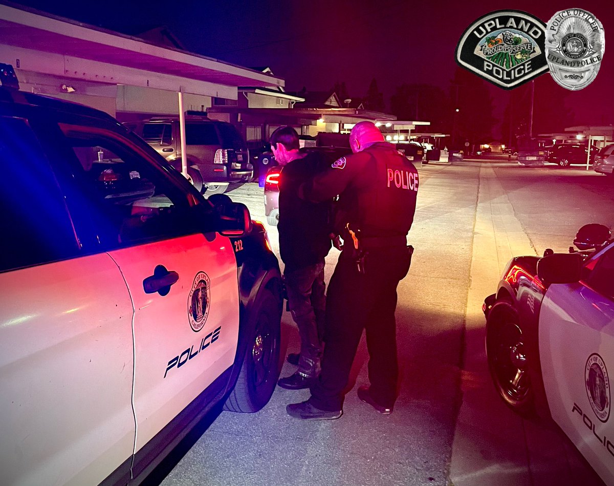 A thank you to our residents for calling on this reckless driver who was speeding up and down a residential alley. Officers learned the driver had warrant (for grand theft) and that the Charger Scatpack was stolen out of Vegas. #UPD_ProudToServe #TeamUPD @UplandPDChief