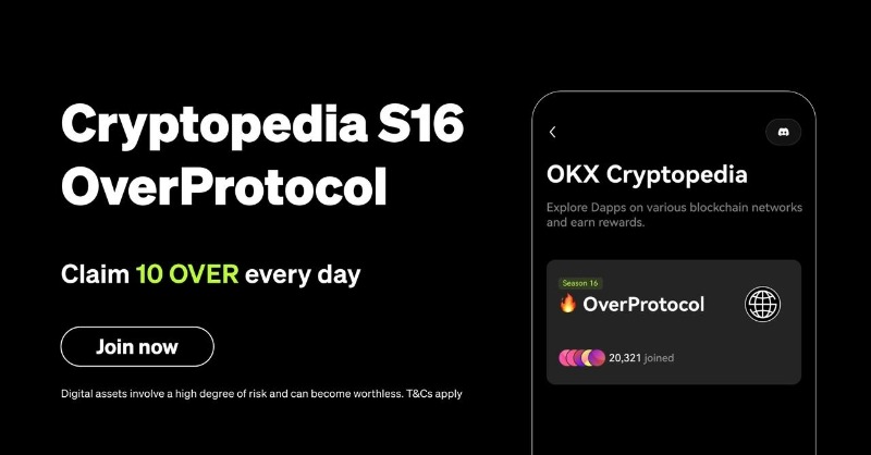 okx_vietnam's tweet photo. Cryptopedia Phần 16 cùng Over Protocol đã chính thức lên sóng!

Nhận +10 $OVER token testnet mỗi ngày.
Sử dụng số token trên để hoạt động trên Over Network để đủ điều kiện tham gia đợt airdrop.

Tham gia ngay👇
📱 Ví Web3 OKX > Khám phá > Cryptopedia

#OKXVietnam https://t.co/4K64RHfK80