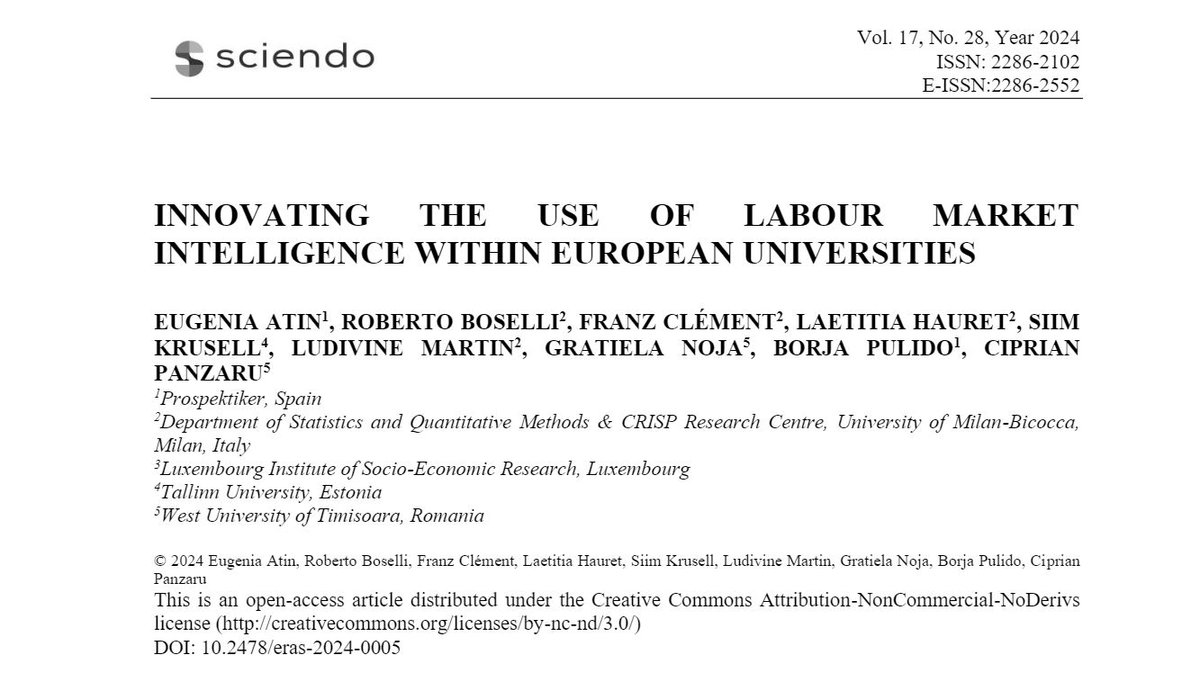 ciprian_panzaru's tweet photo. Our article "Innovating the Use of LMI in European Universities," published within the Erasmus+ project LMI-EUniv, is now available at https://t.co/xYXDxtgDRl! 📰 Led by @uvtromania, @unimib, @TallinnUni, @prospektiker, &amp; @LISERinLUX, the article explores LMI's role in HE. 🎓💼 https://t.co/yhOz3clAEm