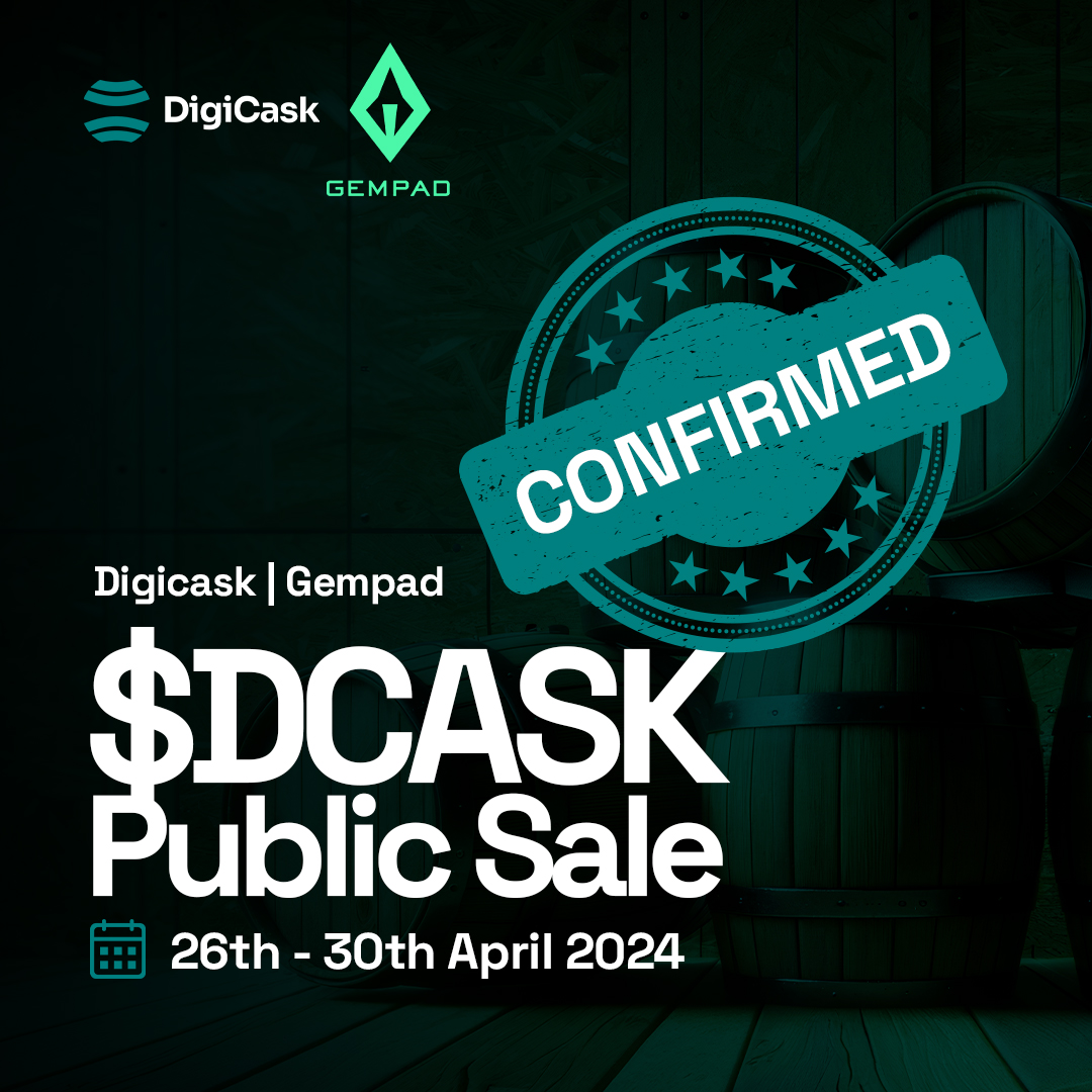 dcaskrwa's tweet photo. 🚀 New $DCASK Presale Date Alert! 🚀

The long wait is over!!!
Get ready for the launch of a lifetime! 

Our IDO on @TheGemPad  is happening from the 26th to 30th of April 2024. 💎💥

View details here: https://t.co/jqlJqi5qi2

Let the countdown begin!!!

$DCASK #DigiCask #RWA #tokenizedwhisky 

More juicy info coming soon.