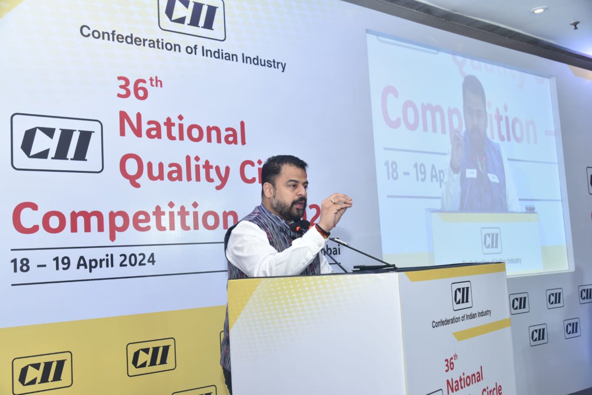 The National-level competition is a part of CII’s continuous thrust towards strengthening the quality movement in India ~ @vishalk82, Chairman CII Maharashtra State Council addressing at National QC Competition. 
 
@CMOMaharashtra @midc_india 
@CIIEvents @CII_Skills…
