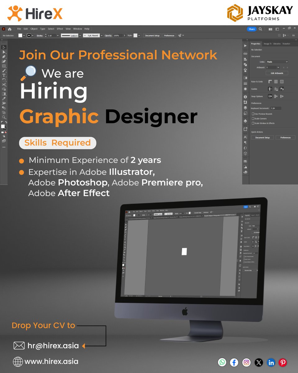hirexglobal's tweet photo. Join our enthusiastic designing crew! Reach out to hr@hirex.asia!
Initiate your application instantly - https://t.co/0xRMbqrQ8B
#HireX #Adobeillustrator #Photoshop #PremierePro #Aftereffect #GraphicDesignersWanted #CreativeJobs #DesignerJob #Jobvacancy #Newjobs #Hiring #Career https://t.co/fS52Ivs1GA